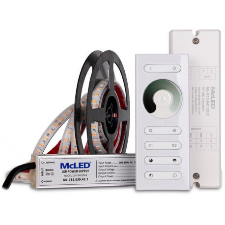 MCLED sestava LED pásek  UWW 2m + kabel + trafo + stmívání